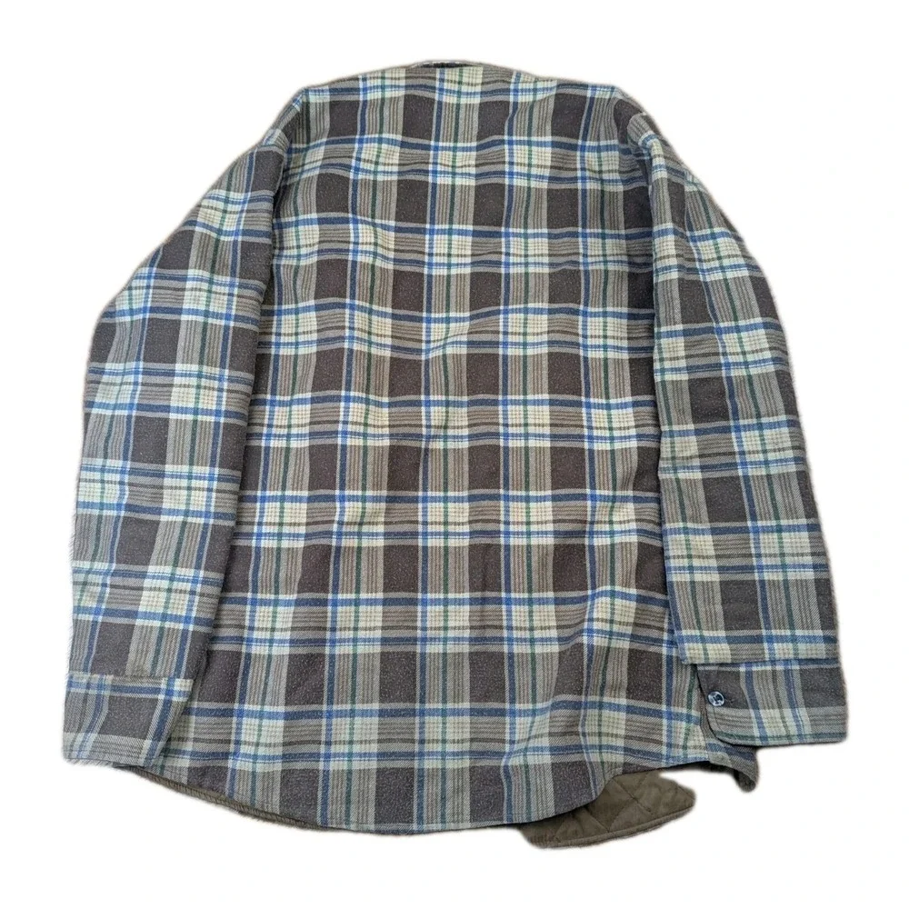 VTG‎ Fieldmaster Plaid Flannel Mens Medium Tall Brown Lined Shacket Made In USA